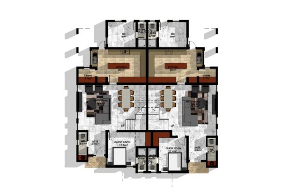 floor plan semi-detached duplex ground